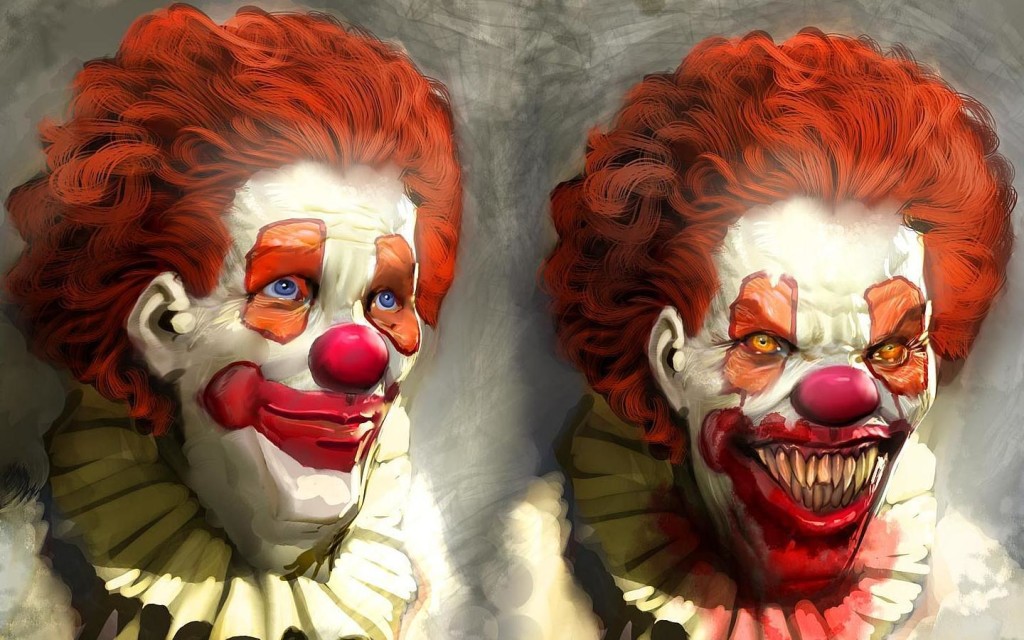 dual clowns face