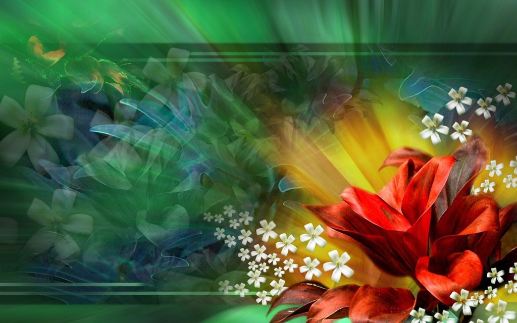 green back ground with red roses