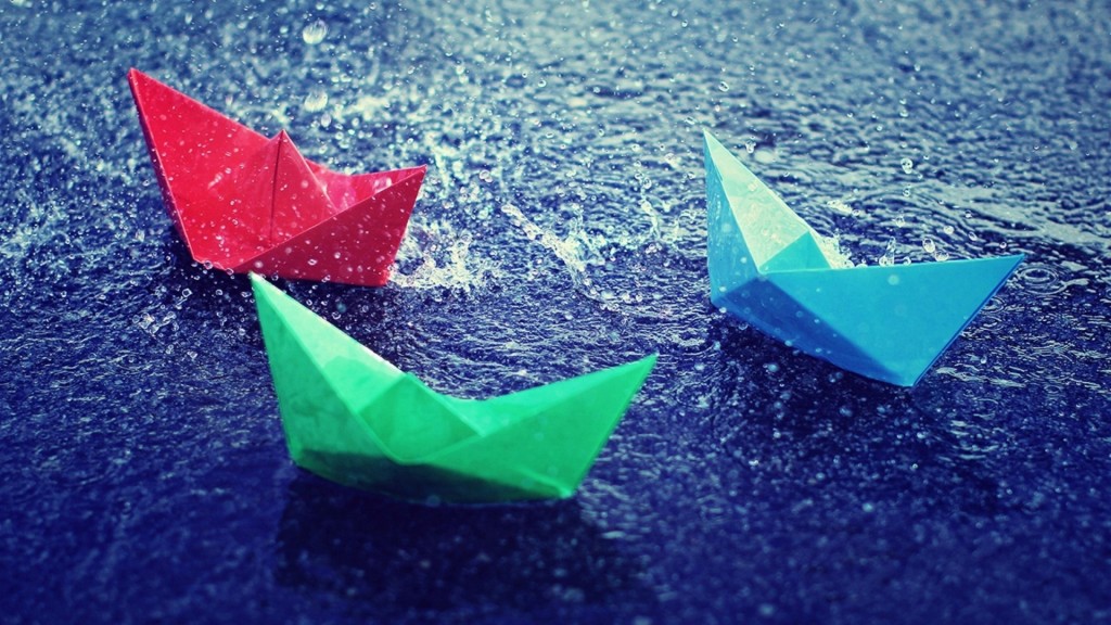 artificial boats in rain