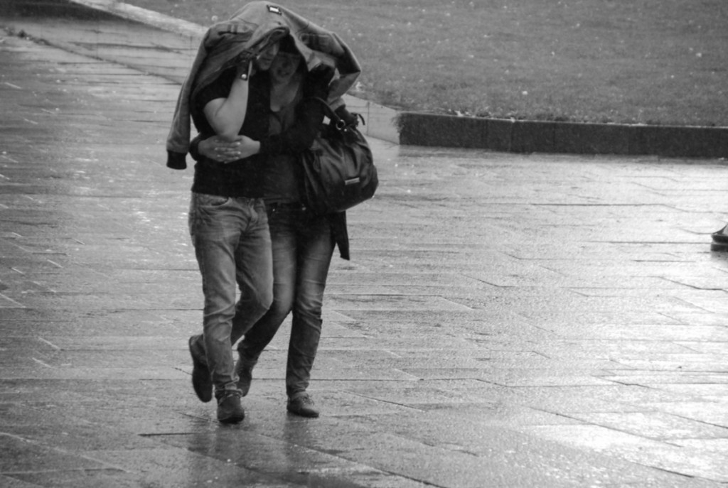 rain romantic scene